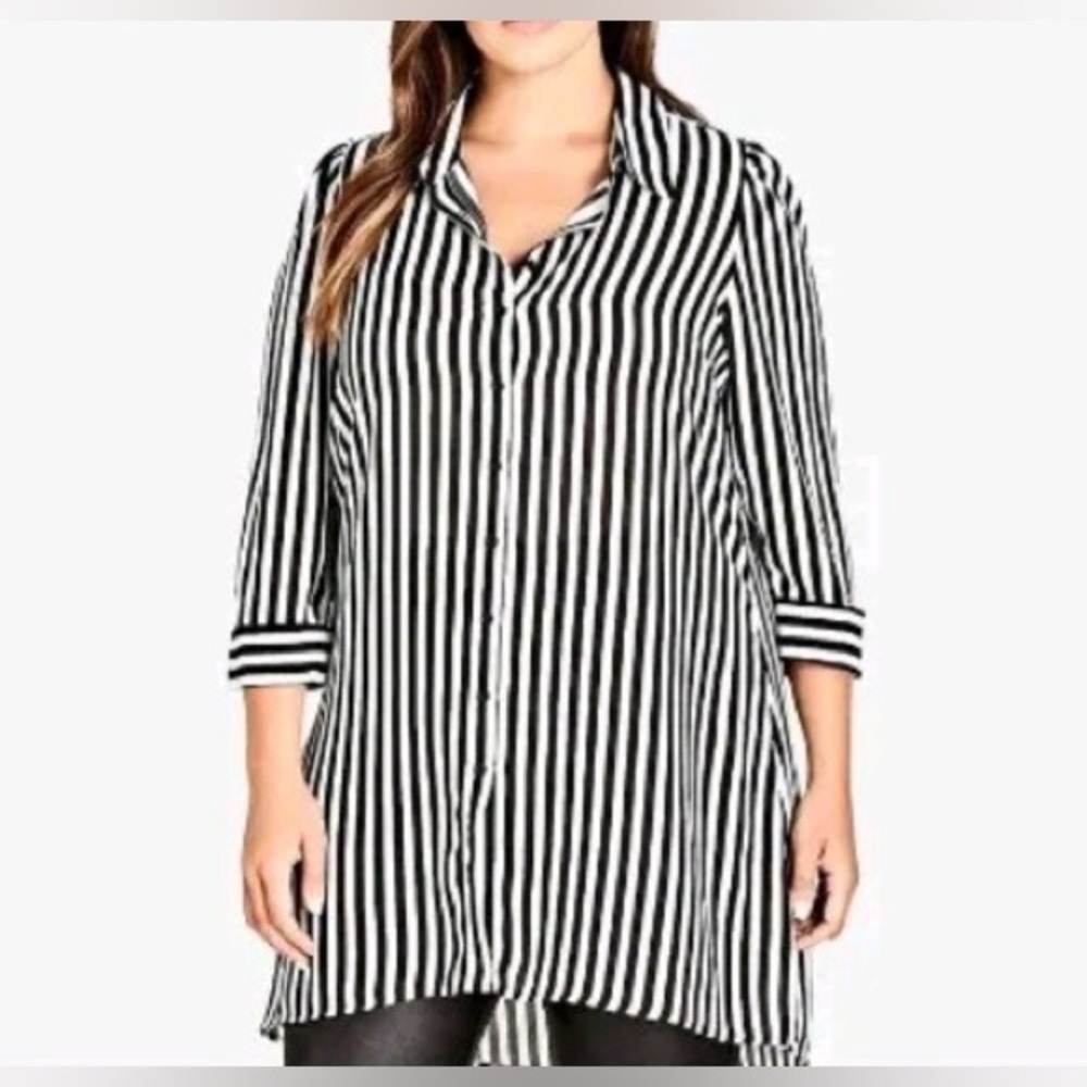 City Chic Striped Love Tunic Top Blouse